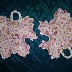 1 Vintage Royal Danube roses leaf shabby chic dish